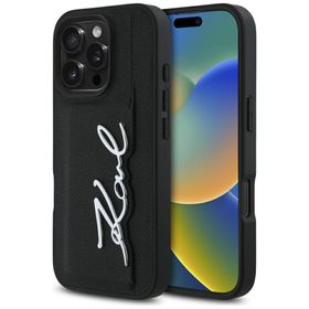 Etui Karl Lagerfeld HC Grained PU Cardslot Metal Signature do iPhone 16 Pro Max czarny