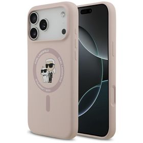 Etui Karl Lagerfeld Silicone             Karl&Choupette Ring MagSafe do iPhone 17 Pro Max różowy
