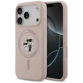 Etui Karl Lagerfeld Silicone             Karl&Choupette Ring MagSafe do iPhone 17 Pro różowy