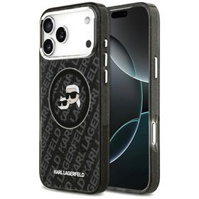 Etui Karl Lagerfeld IML Glitter Karl &   Choupette Heads Logo MagSafe do iPhone 17 Pro Max czarny