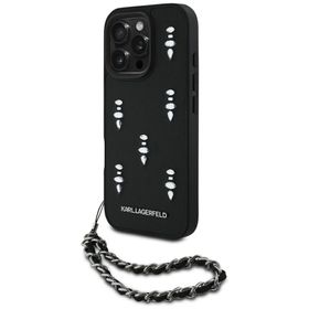 Etui Karl Lagerfeld Saffiano Crystals    w/Chain do iPhone 16 Pro Max czarny