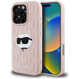Etui Karl Lagerfeld 3D Rubber Monogram   & Choupette do iPhone 16 Pro Max różowy