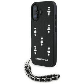 Etui Karl Lagerfeld Saffiano Crystals    w/Chain do iPhone 16 czarny
