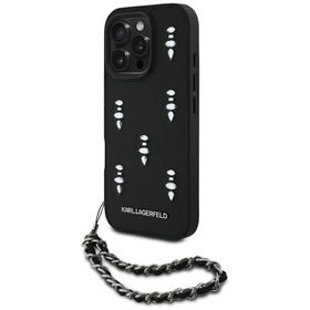 Etui Karl Lagerfeld Saffiano Crystals    w/Chain do iPhone 16 Pro czarny