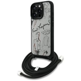Etui Karl Lagerfeld Crossbody Grained    Pattern & Logo do iPhone 16 Pro Max szary