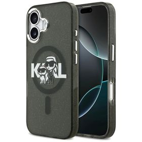 Etui Karl Lagerfeld IML Glitter Karl &   Choupette Sketch Logo MagSafe do iPhone 17 czarny
