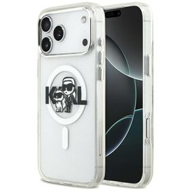 Etui Karl Lagerfeld IML Glitter Karl &   Choupette Sketch Logo MagSafe do iPhone 17 Pro Max przezroczysty