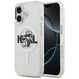 Etui Karl Lagerfeld IML Glitter Karl &   Choupette Sketch Logo MagSafe do iPhone 17 przezroczysty