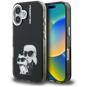 Etui Karl Lagerfeld IML Aquarelle Karl   & Choupette & Logo do iPhone 16 czarny