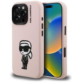 Etui Karl Lagerfeld Silicone Karl Sketch MagSafe do iPhone 16 Pro różowy