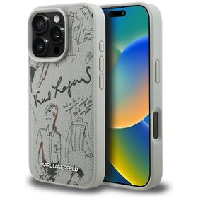 Etui Karl Lagerfeld Grained Pattern &    Logo MagSafe do iPhone 16 Pro szary