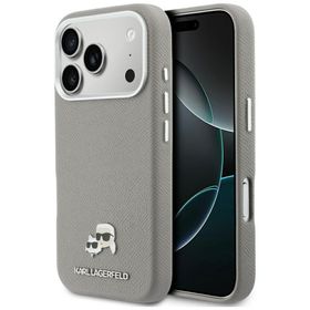 Etui Karl Lagerfeld Karl & Choupette     Head Pins Saffiano MagSafe do iPhone 17 Pro Max szary