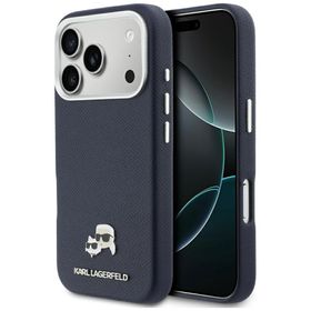 Etui Karl Lagerfeld Karl & Choupette     Head Pins Saffiano MagSafe do iPhone 17 Pro Max niebieski