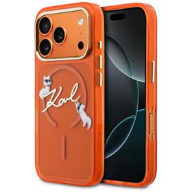 Etui Karl Lagerfeld IML Choupettes Karl  Script Logo MagSafe do iPhone 17 Pro pomarańczowy