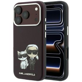 Etui Karl Lagerfeld Smooth Karl & Choupette Bodies Sketch MagSafe do iPhone 18 Pro / 17 Pro burgundowy