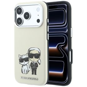 Etui Karl Lagerfeld Smooth Karl & Choupette Bodies Sketch MagSafe do iPhone 18 Pro Max / 17 Pro Max beżowy
