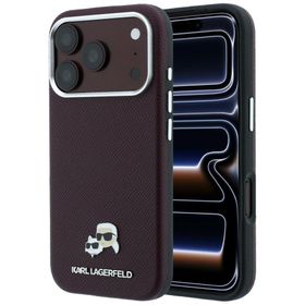Etui Karl Lagerfeld Grained Choupette Head Metal MagSafe do iPhone 18 Pro Max burgundowy