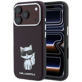 Etui Karl Lagerfeld Smooth Choupette Sketch MagSafe do iPhone 18 Pro / 17 Pro burgundowy