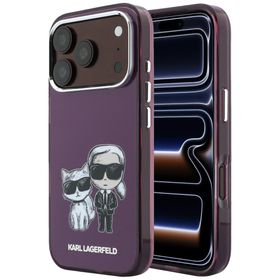 Etui Karl Lagerfeld IML Karl&Choupette Bodies Sketch Print MagSafe do iPhone 18 Pro / 17 Pro burgundowy