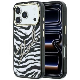 Etui Karl Lagerfeld IML Signature Zebra Glitter MagSafe do iPhone 18 Pro / 17 Pro złoty