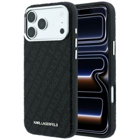 Etui Karl Lagerfeld Grained Allover Logo Metal Elongated MagSafe do iPhone 18 Pro / 17 Pro czarny