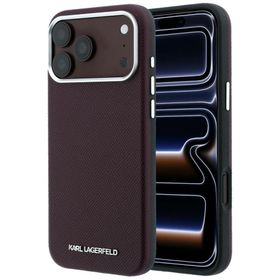 Etui Karl Lagerfeld Grained Elongated Logo MagSafe do iPhone 18 Pro Max / 17 Pro Max burgundowy