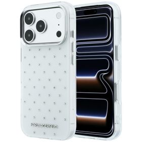 Etui Karl Lagerfeld IML Rhinestones Allover and Electroplated Logo do iPhone 18 Pro Max / 17 Pro Max biały
