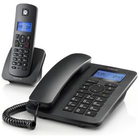 Telefon stacjonarny zestaw 2w1 bezprzewodowy + przewodowy Motorola C4201 czarny