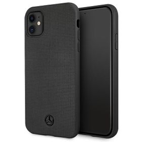 Mercedes MEHCN61MBLBK iPhone 11czarny/black hardcase Leather Meshed Metal Logo