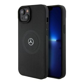 Mercedes MEHMP15S23RMMK iPhone 15 / 14 / 13 6.1" czarny/black hardcase Crossed Lines Pattern Leather MagSafe
