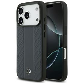 Etui Mercedes Leather Laurel Leaves Stripes MagSafe do iPhone 17 Pro niebieski