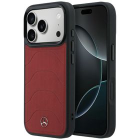 Etui Mercedes Leather Mesh with Bow Line MagSafe do iPhone 17 Pro czerwony