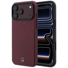 Etui Mercedes Leather Semi Wrap Iconic Line MagSafe do iPhone 18 Pro Max / 17 Pro Max burgundowy