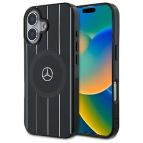 Mercedes MEHMP16S23HRSK iPhone 16 6.1"   czarny/black hardcase MB Double Layer Crossed Lines MagSafe