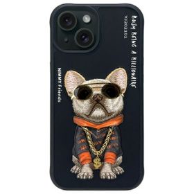 Nimmy etui iPhone 15 6.1" czarny/black   Glasses Cool Dog
