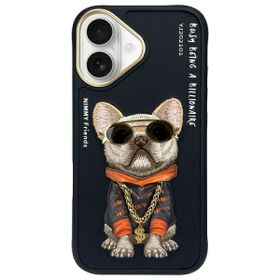 Nimmy etui iPhone 16 6.1" czarny/black   Glasses Cool Dog