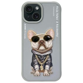 Nimmy etui iPhone 15 6.1" szary/gray     Glasses Cool Dog