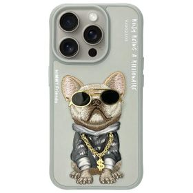 Nimmy etui iPhone 15 Pro Max 6.7"        szary/gray Glasses Cool Dog