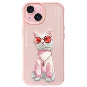 Nimmy etui iPhone 15 6.1" różowy/pink    Glasses Cool Cat