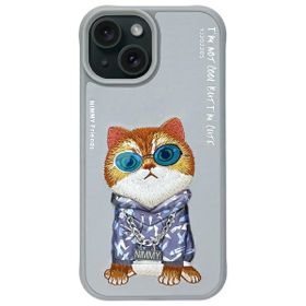 Nimmy etui iPhone 15 6.1" szary/gray     Glasses Cool Cat