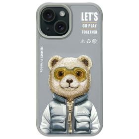 Nimmy etui iPhone 15 6.1" szary/gray     Cool&Cute 2.0 Bear