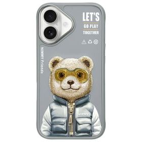 Nimmy etui iPhone 16 6.1" szary/gray     Cool&Cute 2.0 Bear