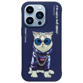 Nimmy etui iPhone 15 Pro Max 6.7"        niebieski/blue Glasses Cool Cat
