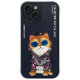 Nimmy etui iPhone 15 6.1" czarny/black   Glasses Cool Cat