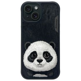 Nimmy etui iPhone 15 6.1" czarny/black   Big Eyed Pet 2.0 Panda