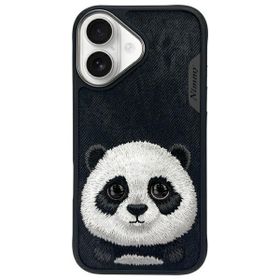 Nimmy etui iPhone 16 6.1" czarny/black   Big Eyed Pet 2.0 Panda