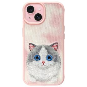 Nimmy etui iPhone 15 6.1" różowy/pink    Big Eyed Pet 2.0 Cat