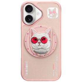 Etui Nimmy Glasses Cool Cat MagSafe do   iPhone 16 różowy