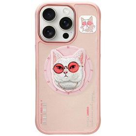 Etui Nimmy Glasses Cool Cat MagSafe do   iPhone 16 Pro różowy