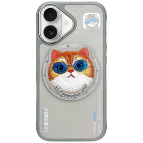 Etui Nimmy Glasses Cool Cat MagSafe do   iPhone 16 szary